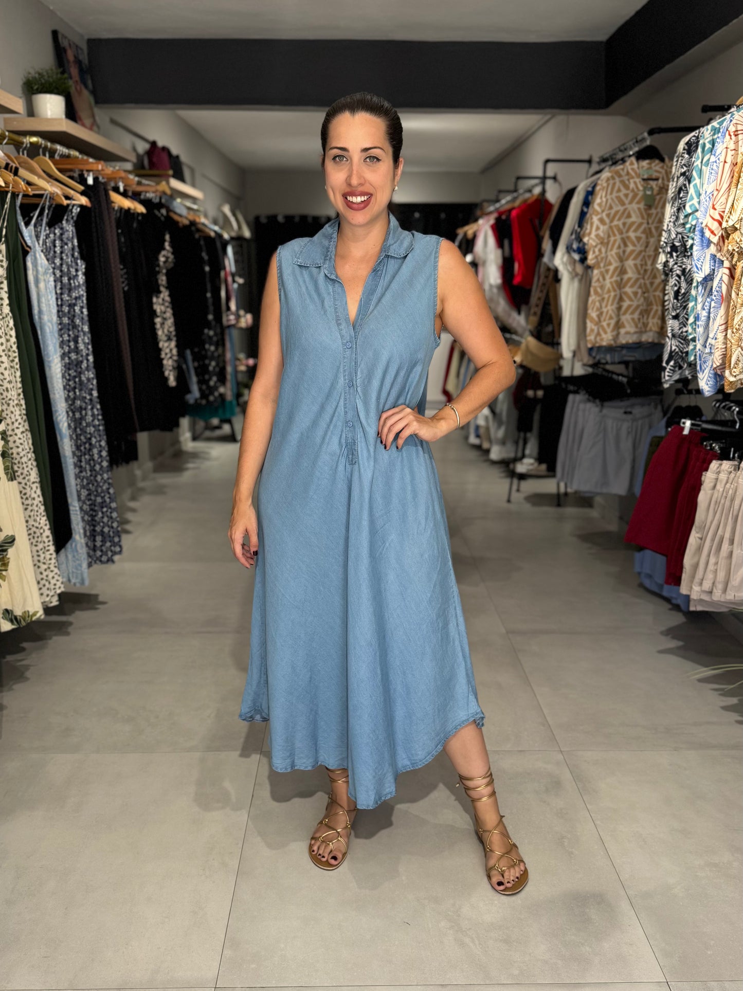 Summer Denim Midi Dress | LIGHT DENIM