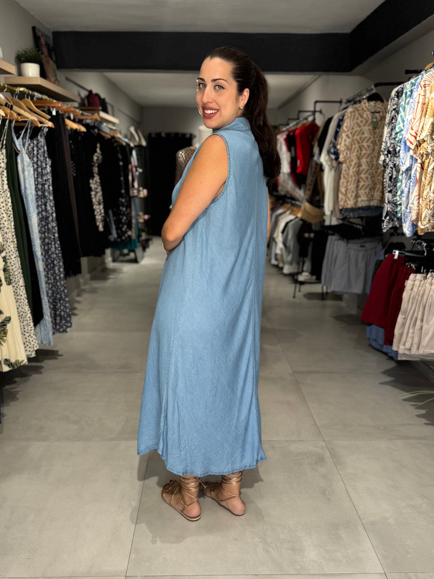 Summer Denim Midi Dress | LIGHT DENIM