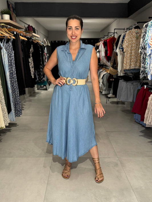 Summer Denim Midi Dress | LIGHT DENIM
