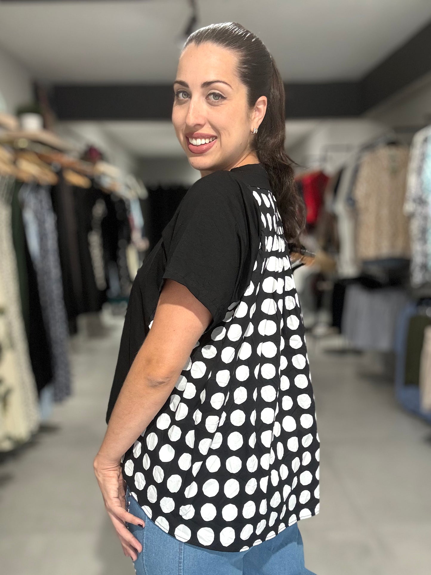Madrid Dots Tee Blouse | BLACK