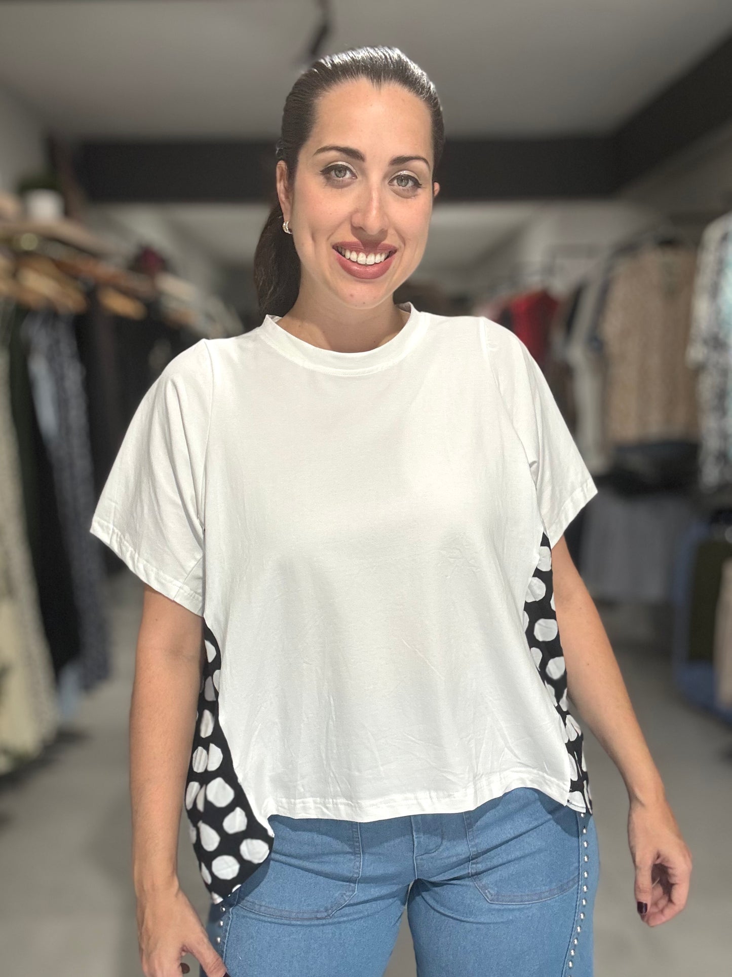 Madrid Dots Tee Blouse | WHITE