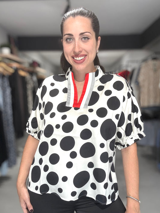 Polka Dot Satin Blouse