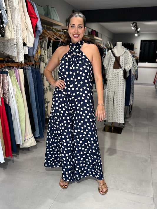 Polka Jumpsuit | NAVY