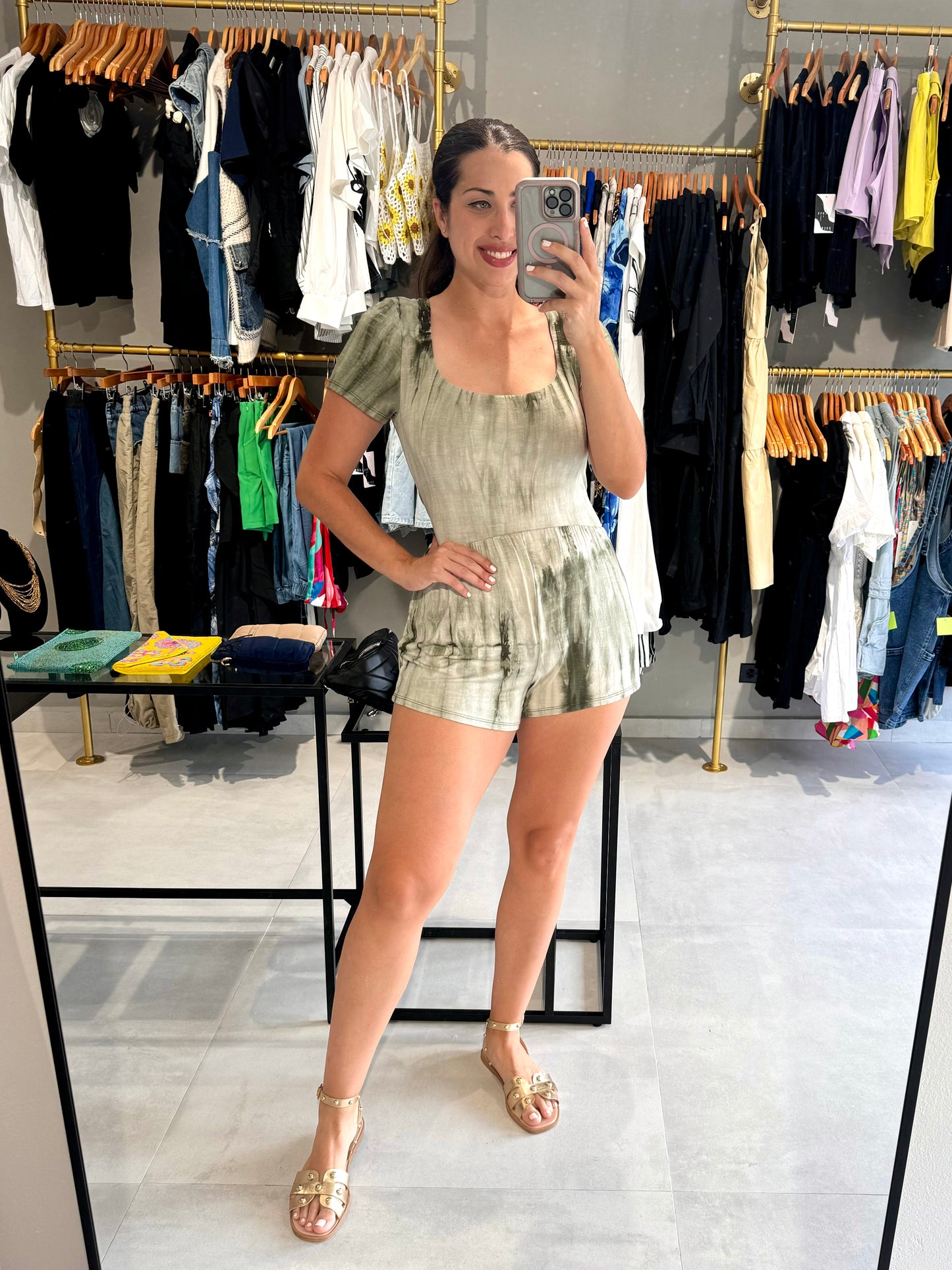 Olive Tie Dye Romper