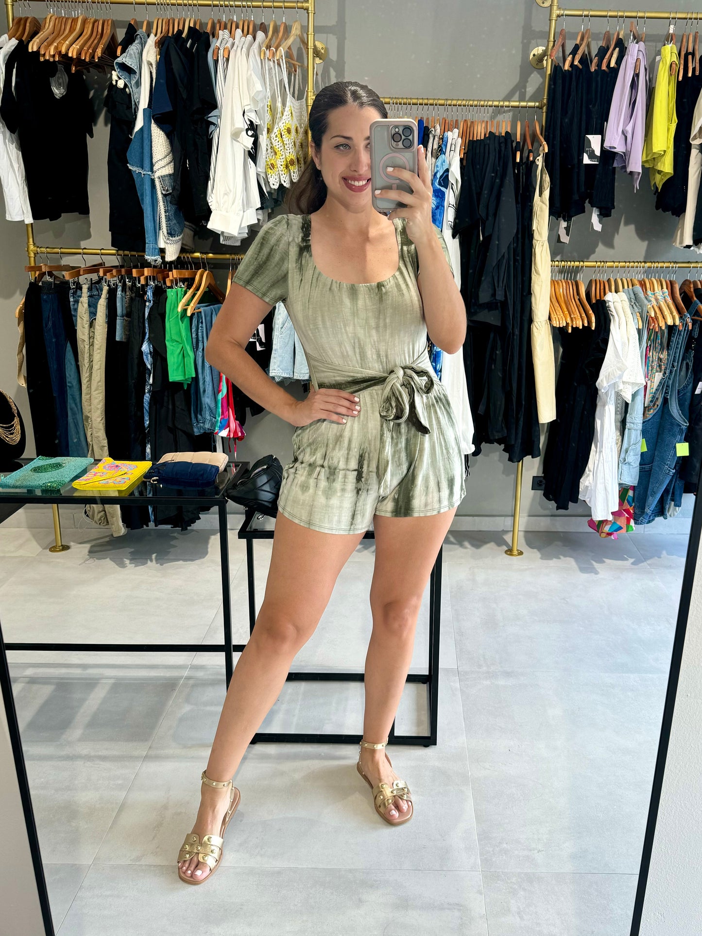 Olive Tie Dye Romper