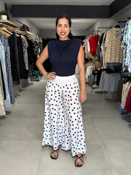 Polka Dot Linen Pant