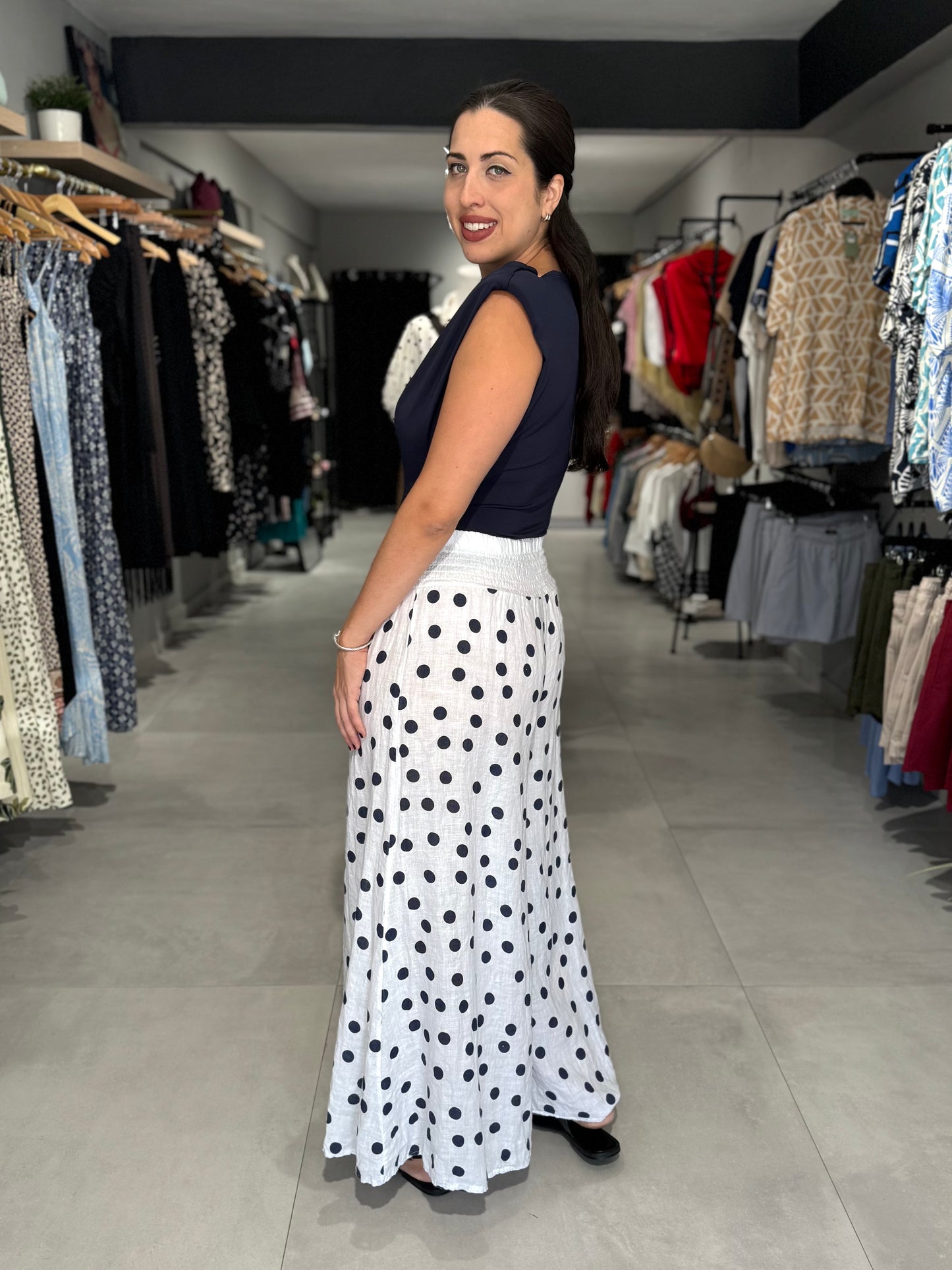 Polka Dot Linen Pant