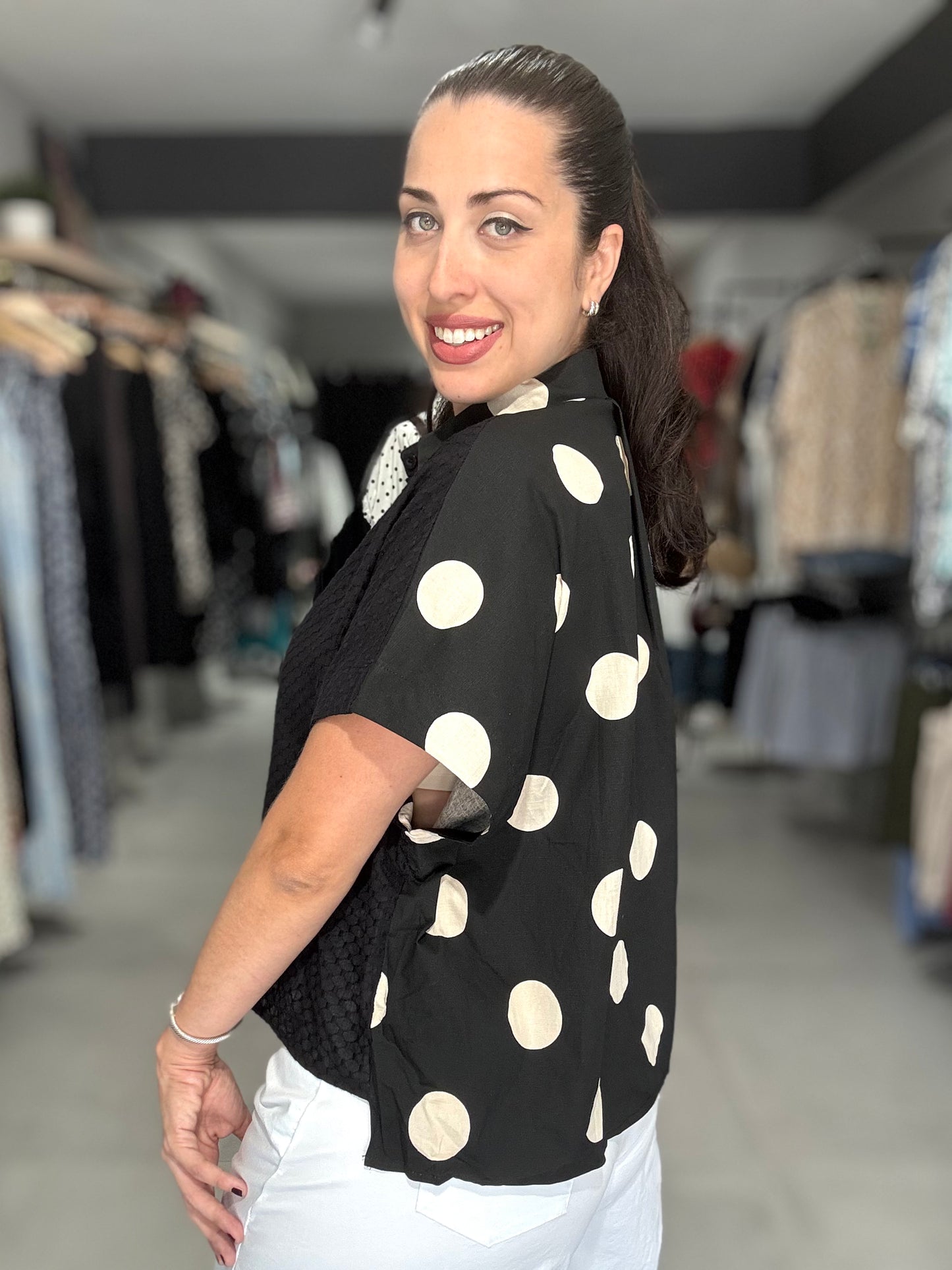 Half Dots Blouse | BLACK