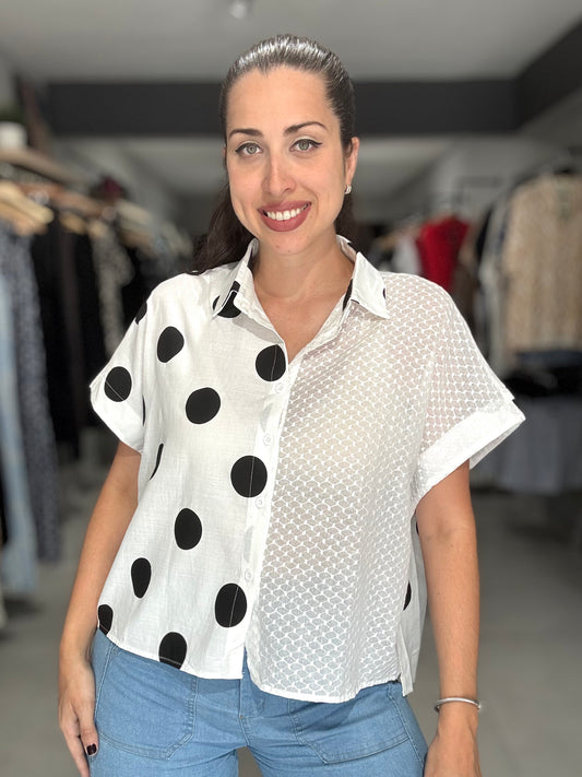 Half Dots Blouse | WHITE