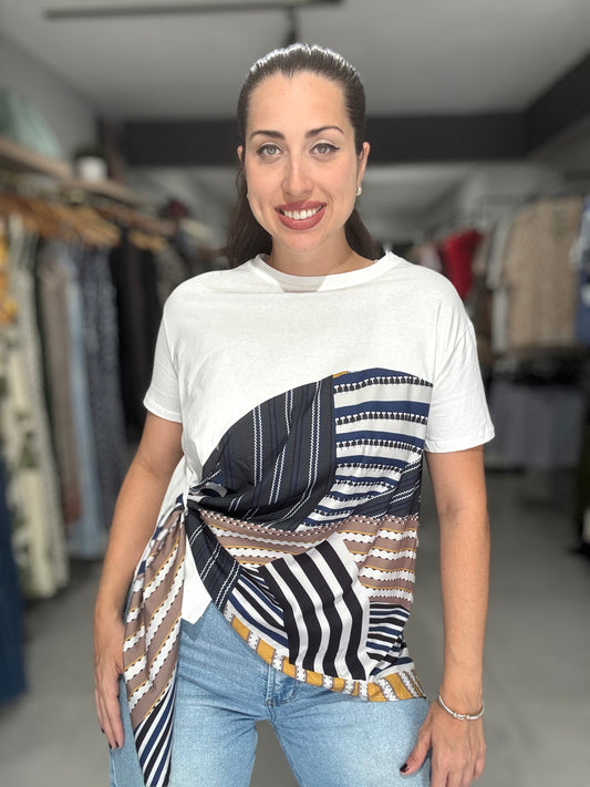 Scarf Detail Tee | WHITE