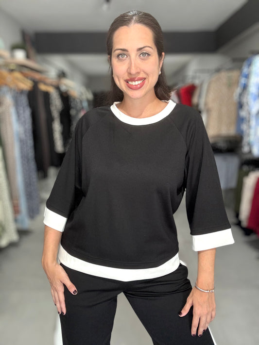 Contrast Stripe Travel Blouse