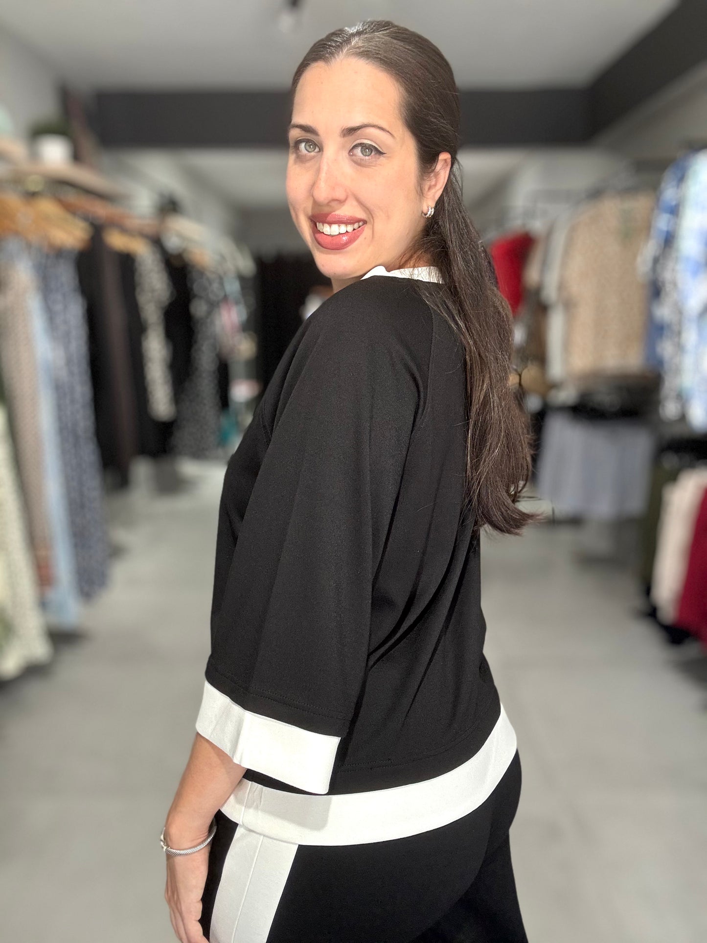 Contrast Stripe Travel Blouse