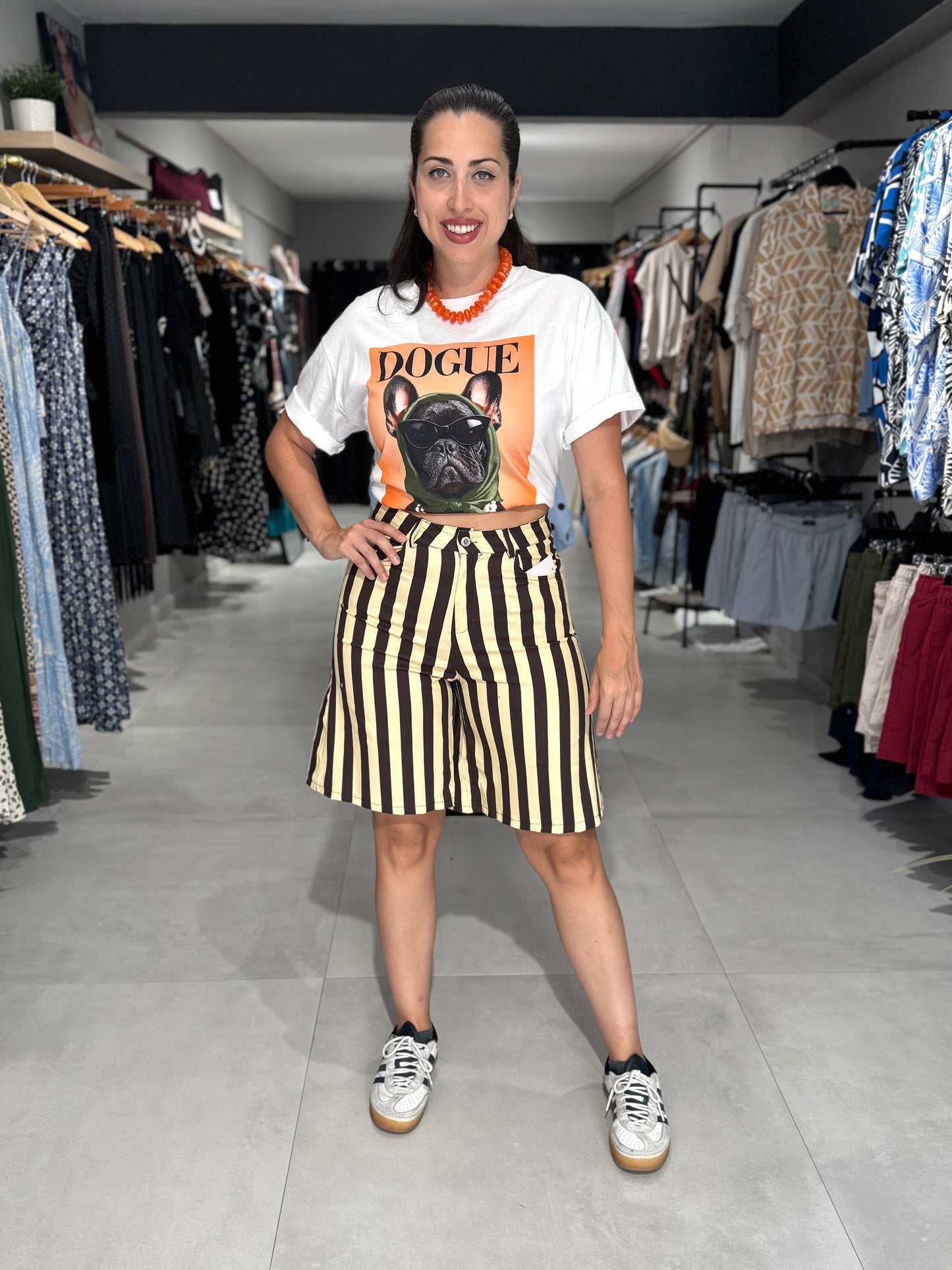 Colorful Stripes Jorts | YELLOW & CHOCOLATE