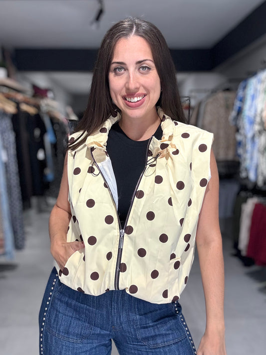 Polka Dot Bomber Vest | BUTTER YELLOW