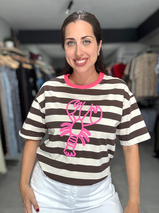 Colorful Stripes Lobster Tee | CHOCOLATE