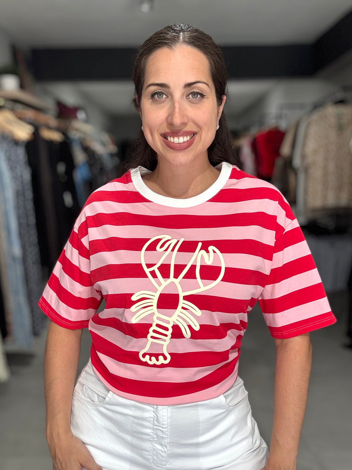 Colorful Stripes Lobster Tee | PINK