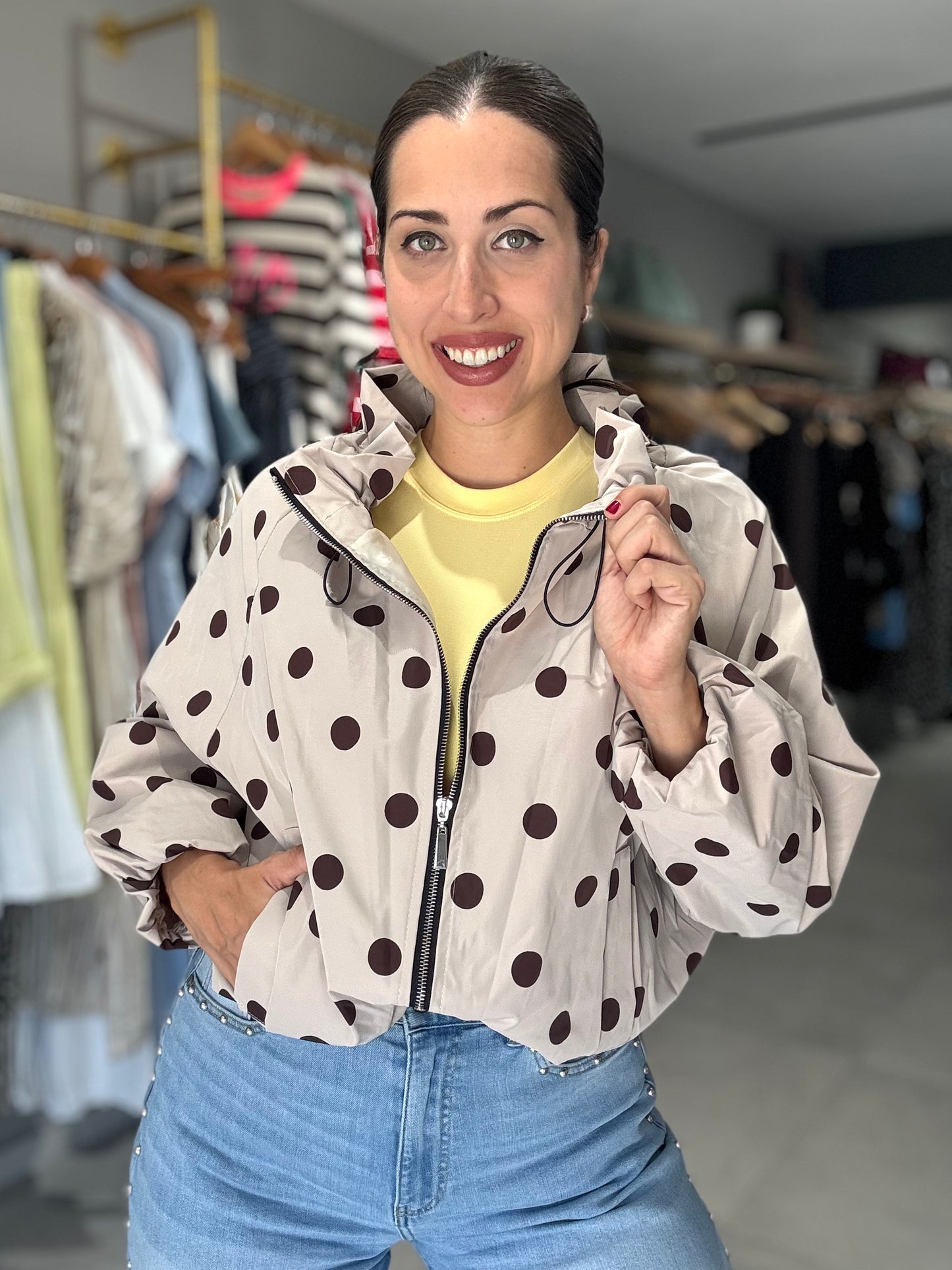 Polka Dot Bomber Jacket | CREAM