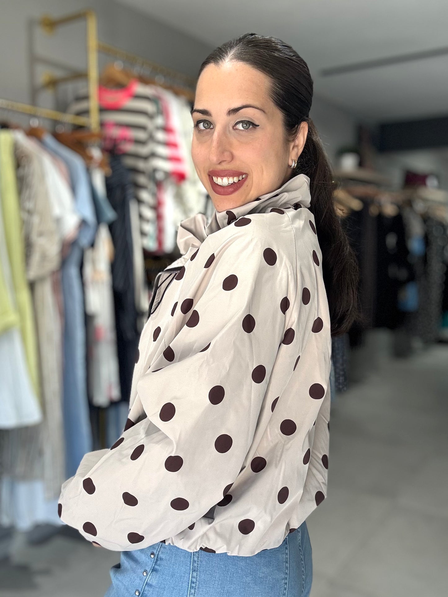 Polka Dot Bomber Jacket | CREAM
