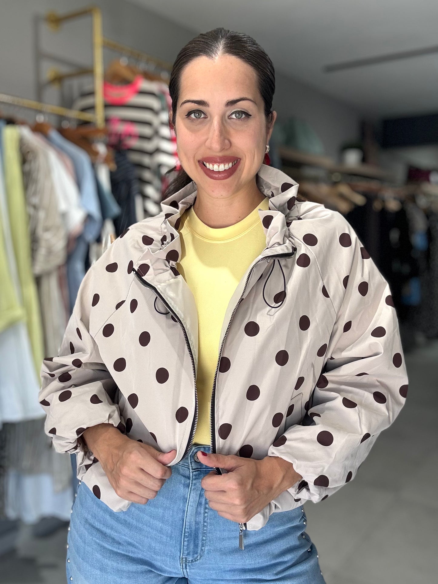 Polka Dot Bomber Jacket | CREAM