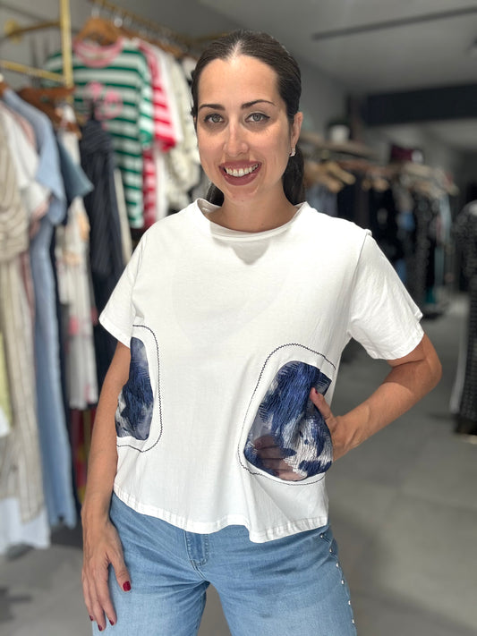 Abstract Pockets Tee | WHITE