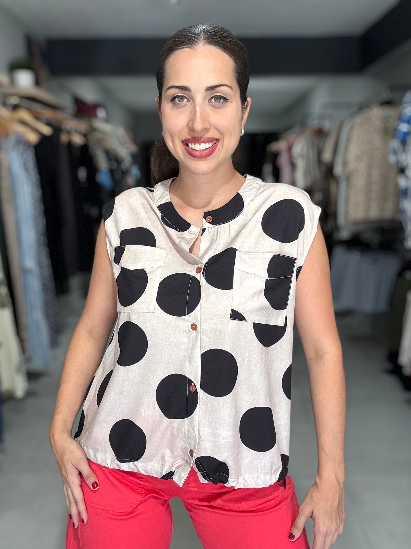 Statement Dots Vest | BEIGE