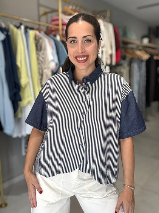 Stripes Blouse | DARK DENIM