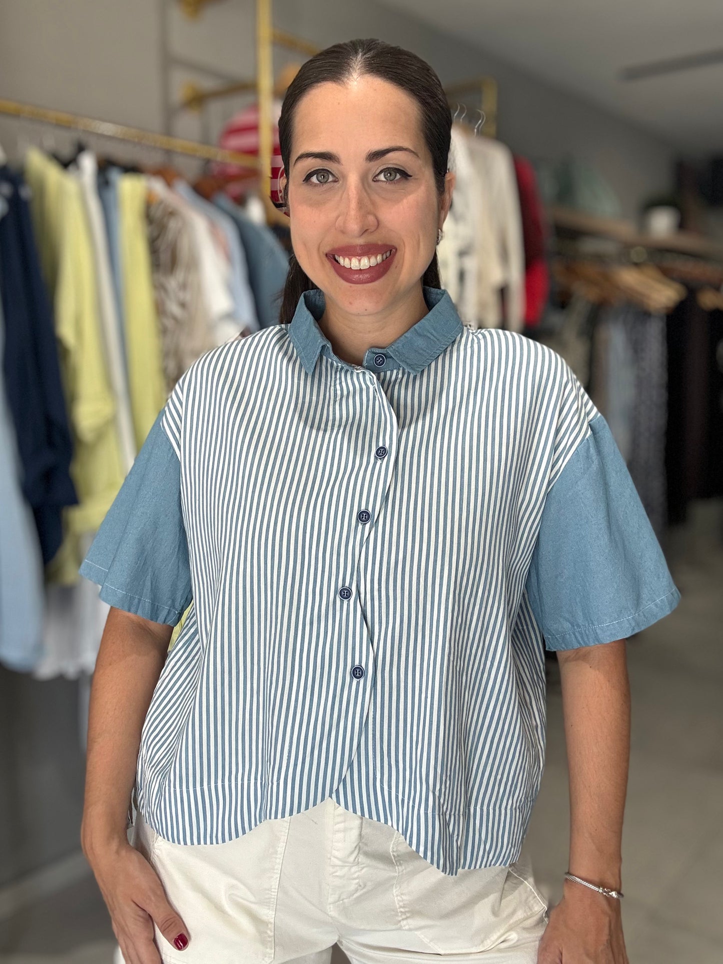 Stripes Blouse | LIGHT DENIM