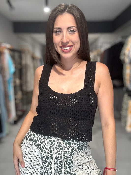 Black Crochet Top