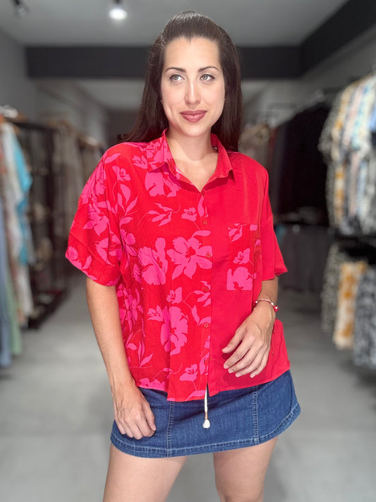 Red Tropical Blouse