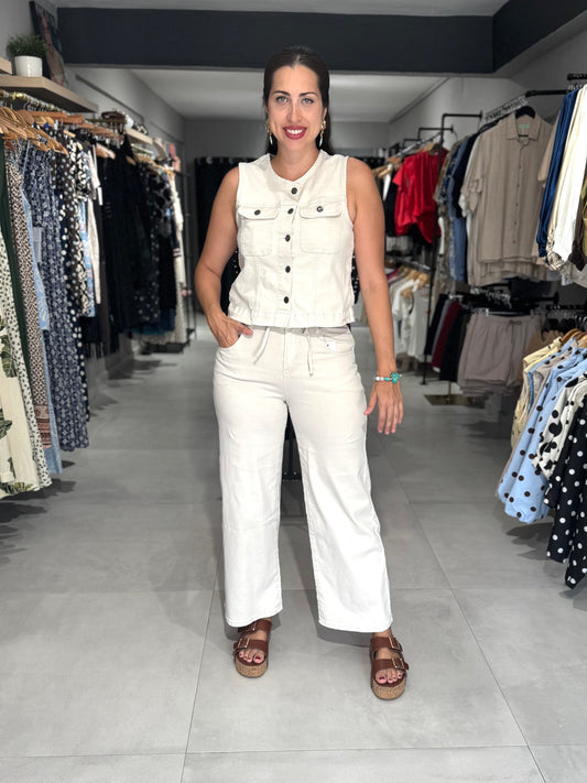 Mineral Wash Denim Set | ECRU
