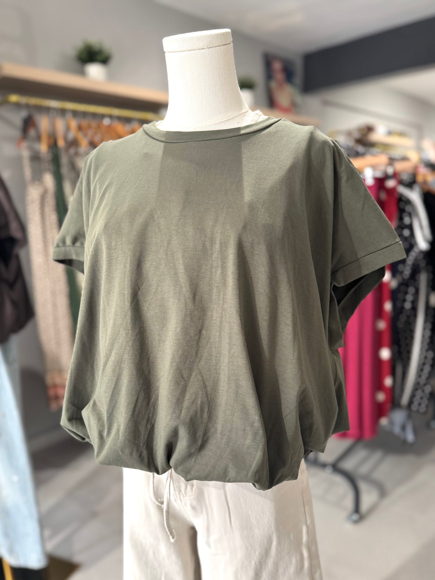 Bubble Trim Tee Blouse | OLIVE