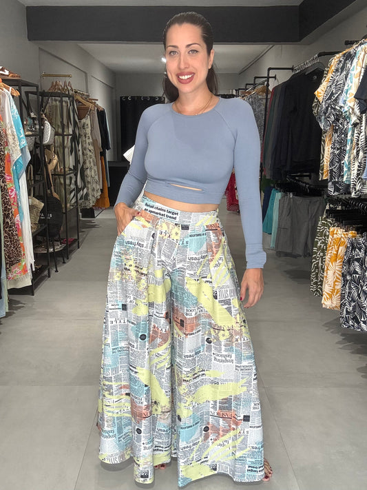 Newspaper Splash Palazzo Pant