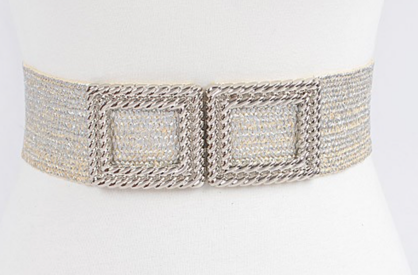 Double Metal Buckle Elastic Belt | SILVER