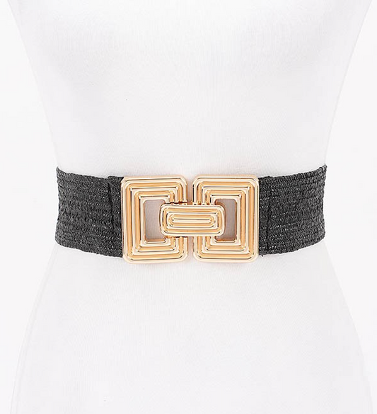 Metal Buckle Elastic Belt | BLACK