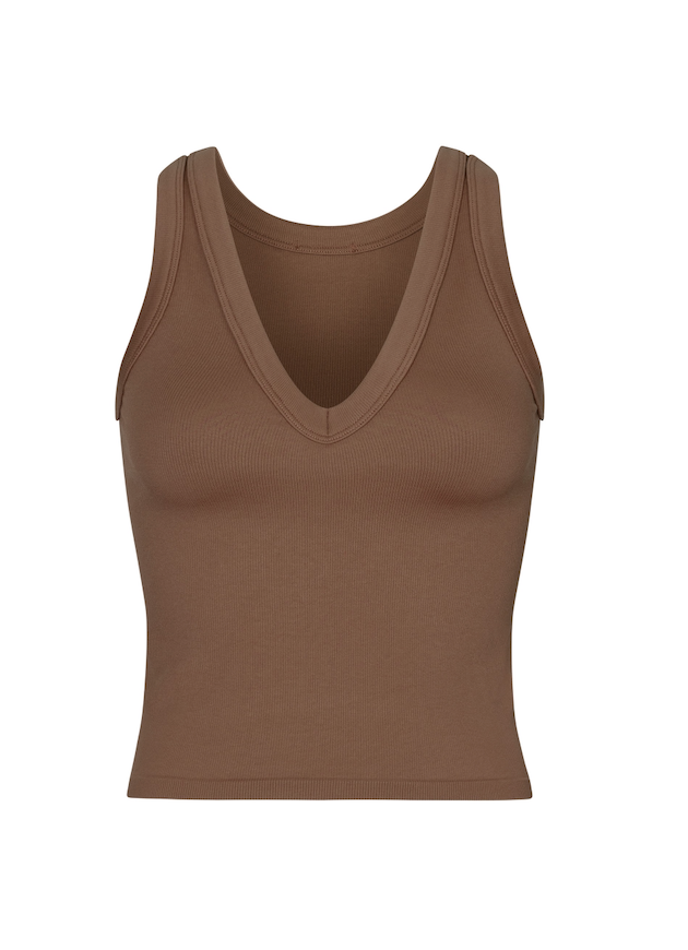 V-Neck Rib Tank | MOCHA