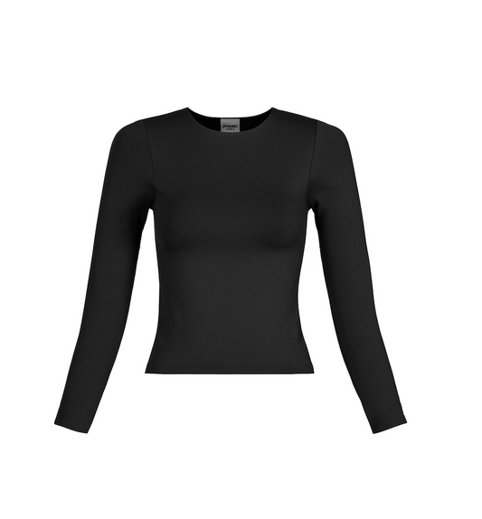Crewneck Plain LongSleeve Top | BLACK