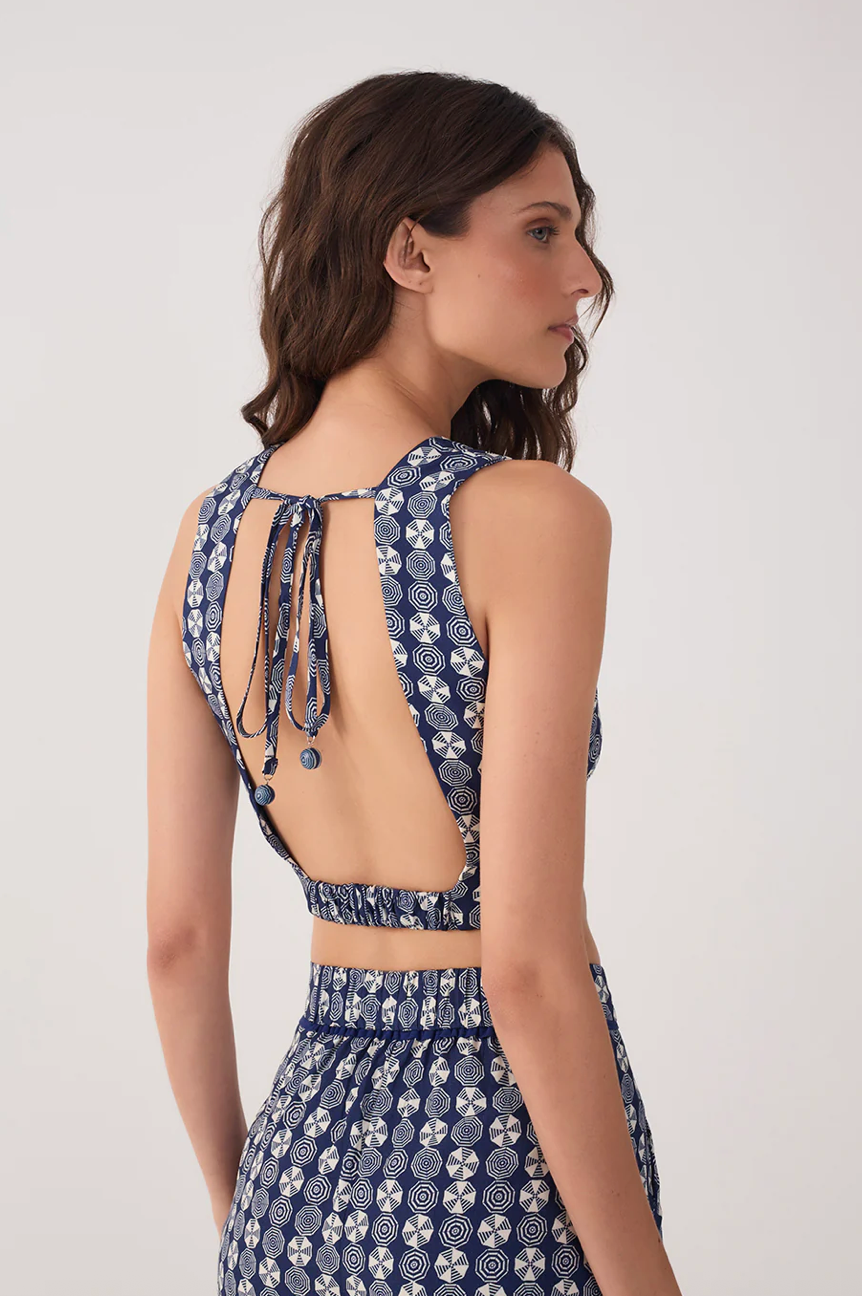 Blue Guarda Sol V-Neck Sleeveless Top | DRESS TO