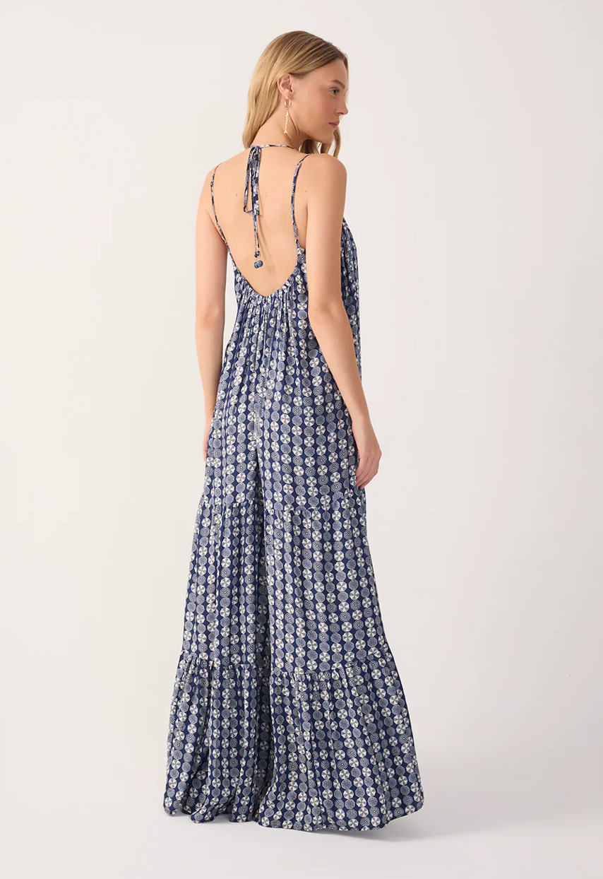 Blue Guarda Sol Tiered Sleeveless Maxi Dress