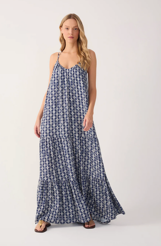Blue Guarda Sol Tiered Sleeveless Maxi Dress