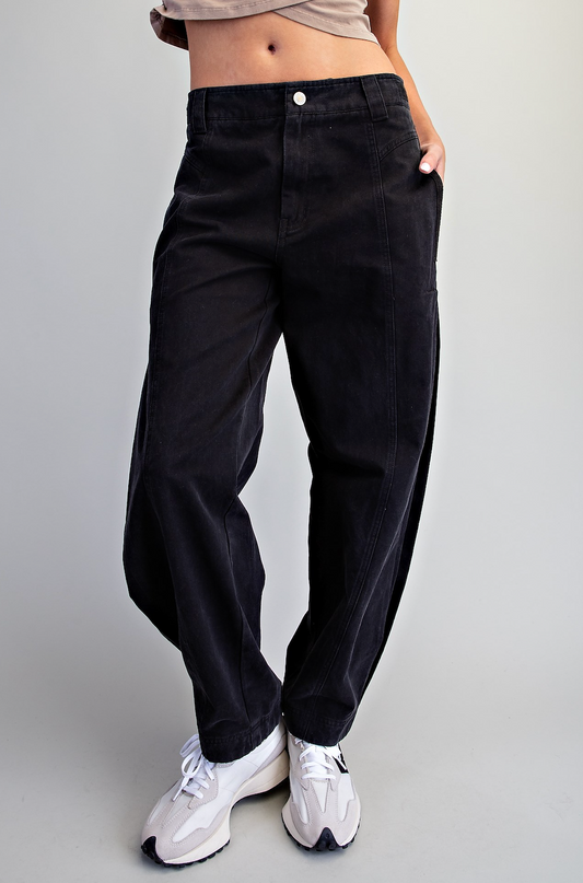 Mineral Wash Barrel PANT | BLACK