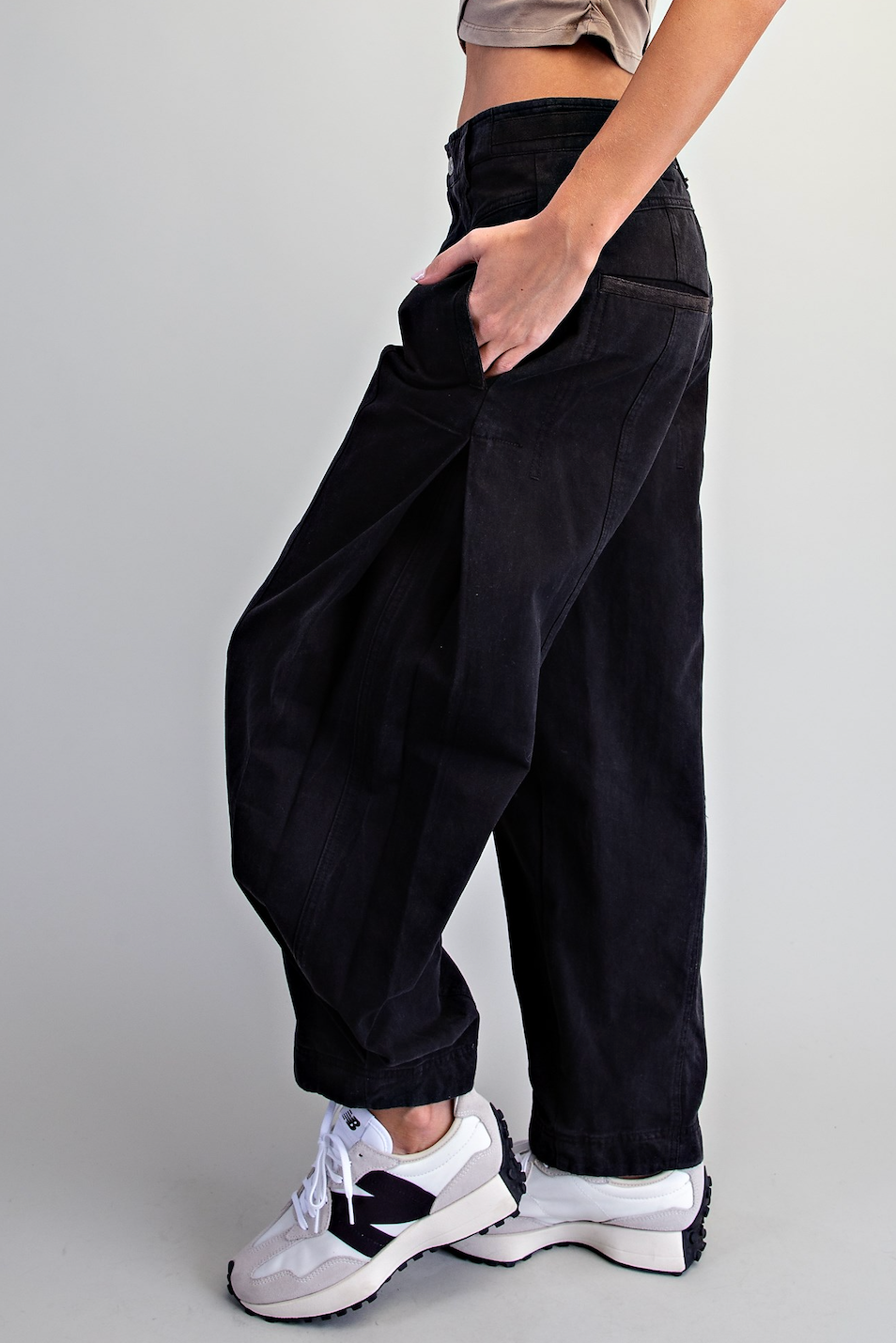 Mineral Wash Barrel PANT | BLACK